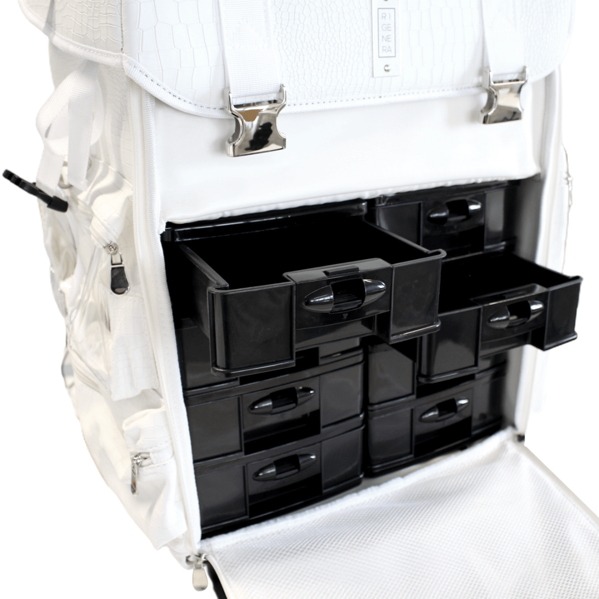 Maison esthetique academy trolley bianco dettaglio contenitore interno laterale
